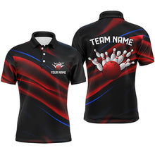 Load image into Gallery viewer, Black, Red And Blue Custom Patriotic Bowling Shirts For Men, Us Bowling Team Shirts IPHW7112