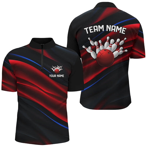 Black, Red And Blue Custom Patriotic Bowling Shirts For Men, Us Bowling Team Shirts IPHW7112