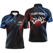 Load image into Gallery viewer, Black, Red And Blue Custom Patriotic Bowling Shirts For Men, Us Bowling Team Shirts IPHW7113