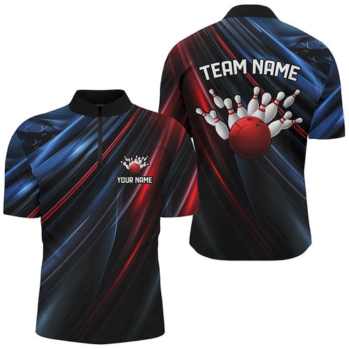 Black, Red And Blue Custom Patriotic Bowling Shirts For Men, Us Bowling Team Shirts IPHW7113