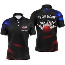 Load image into Gallery viewer, Black, Red And Blue Custom Patriotic Bowling Shirts For Men, Us Bowling League Shirts IPHW7114