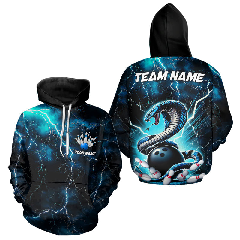 Blue Thunder Lightning Custom Cobra Snake Bowling Men And Women Hoodie Shirts, Bowling Team Shirt IPHW7423