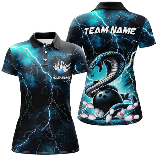 Blue Thunder Lightning Custom Cobra Snake Ladies Bowling Shirts, Bowling Team Shirt IPHW7423