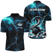 Load image into Gallery viewer, Blue Thunder Lightning Custom Cobra Snake Bowling Shirts For Men, Bowling Team Shirt With Names IPHW7423