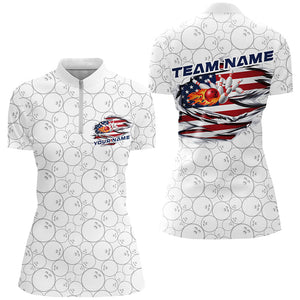 Custom Patriotic Flame Bowling Shirts, American Flag Bowling Team Shirt Bowling Jerseys IPHW7434