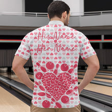 Load image into Gallery viewer, Custom White And Pink Heart Theme Valentine Bowling Quarter-Zip Shirts For Men, Couple Outfit IPHW8363