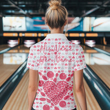 Load image into Gallery viewer, Custom White And Pink Heart Valentine Bowling Quarter-Zip Shirts For Women, Couple Outfit IPHW8363