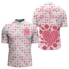 Load image into Gallery viewer, Custom White And Pink Heart Theme Valentine Bowling Quarter-Zip Shirts For Men, Couple Outfit IPHW8363