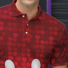 Load image into Gallery viewer, Bowling Kisses Red Heart Theme Custom Valentines Day Bowling Polo Shirts For Men IPHW8366