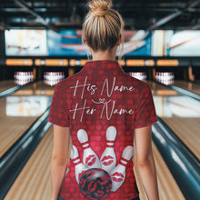 Load image into Gallery viewer, Bowling Kisses Red Heart Theme Custom Valentines Day Bowling Polo Shirts For Women IPHW8366