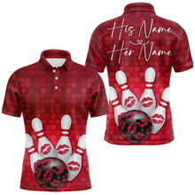 Load image into Gallery viewer, Bowling Kisses Red Heart Theme Custom Valentines Day Bowling Polo Shirts For Men IPHW8366