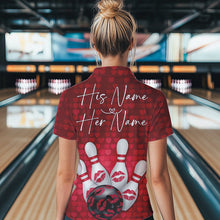 Load image into Gallery viewer, Bowling Kisses Red Heart Theme Custom Valentines Day Bowling Quarter-Zip Shirts For Women IPHW8366