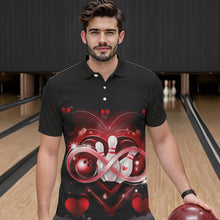 Load image into Gallery viewer, Custom Valentines Day Bowling Polo Shirts For Men, Infinity Love Bowling Couple Shirt IPHW8369