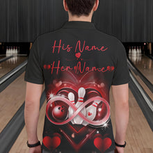 Load image into Gallery viewer, Custom Valentines Day Bowling Polo Shirts For Men, Infinity Love Bowling Couple Shirt IPHW8369