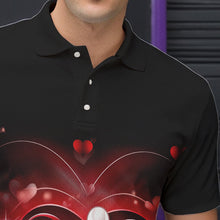 Load image into Gallery viewer, Custom Valentines Day Bowling Polo Shirts For Men, Infinity Love Bowling Couple Shirt IPHW8369