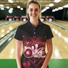 Load image into Gallery viewer, Custom Valentines Day Bowling Polo Shirts For Women, Infinity Love Bowling Couple Shirt IPHW8369