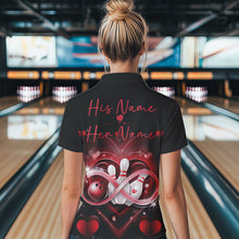 Load image into Gallery viewer, Custom Valentines Day Bowling Polo Shirts For Women, Infinity Love Bowling Couple Shirt IPHW8369