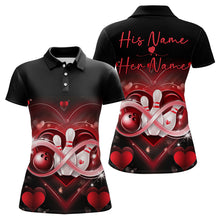 Load image into Gallery viewer, Custom Valentines Day Bowling Polo Shirts For Women, Infinity Love Bowling Couple Shirt IPHW8369