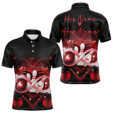 Load image into Gallery viewer, Custom Valentines Day Bowling Polo Shirts For Men, Infinity Love Bowling Couple Shirt IPHW8369