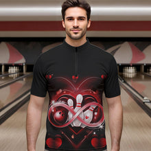 Load image into Gallery viewer, Custom Valentines Day Bowling Quarter-Zip Shirts For Men, Infinity Love Bowling Couple Shirt IPHW8369