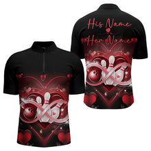 Load image into Gallery viewer, Custom Valentines Day Bowling Quarter-Zip Shirts For Men, Infinity Love Bowling Couple Shirt IPHW8369