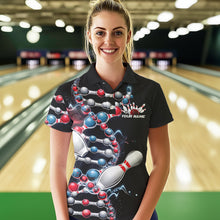 Load image into Gallery viewer, Bowling Is In My Dna Custom Bowling Team Polo Shirts For Women, Bowling League Shirt IPHW8372