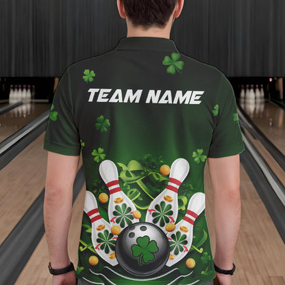 Custom Green St Patrick'S Day Bowling Polo Shirts For Men, Saint Patrick Team Bowling Outfits IPHW8374
