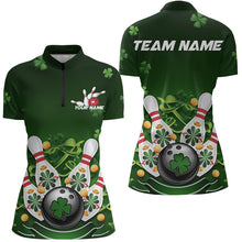 Load image into Gallery viewer, Custom Green St Patrick&#39;S Day Bowling Team Quarter-Zip Shirts For Women IPHW8374