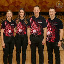 Load image into Gallery viewer, Custom Multi Styles Red Flame Skull Halloween Bowling Team Shirts, Bowling Tournament Shirt Bowling Jersey IPHW10439