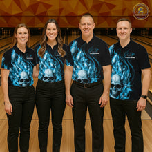 Load image into Gallery viewer, Custom Multi Styles Blue Flame Skull Halloween Bowling Team Shirts, Bowling Tournament Shirt Bowling Jersey IPHW10440