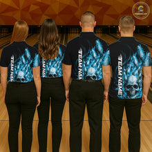 Load image into Gallery viewer, Custom Multi Styles Blue Flame Skull Halloween Bowling Team Shirts, Bowling Tournament Shirt Bowling Jersey IPHW10440