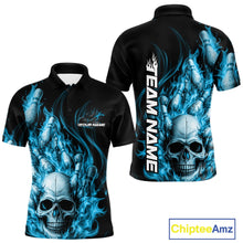 Load image into Gallery viewer, Custom Multi Styles Blue Flame Skull Halloween Bowling Team Shirts, Bowling Tournament Shirt Bowling Jersey IPHW10440