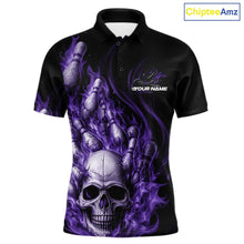 Load image into Gallery viewer, Custom Multi Styles Purple Flame Skull Halloween Bowling Team Shirts, Bowling Tournament Shirt Bowling Jersey IPHW10441
