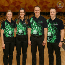 Load image into Gallery viewer, Custom Multi Styles Green Flame Skull Halloween Bowling Team Shirts, Bowling Tournament Shirt Bowling Jersey IPHW10442