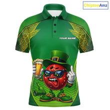 Load image into Gallery viewer, Custom Funny Leprechaun Bowling Ball And Beer St Patricks Day Bowling Shirts, Celtic Bowling Tournament Outfit IPHW10444