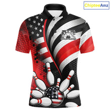 Load image into Gallery viewer, Custom Black And Red US Flag Patriotic Bowling Shirts, Freedom Bowling Team League Shirt Bowler Jerseys IPHW10453