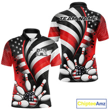 Load image into Gallery viewer, Custom Black And Red US Flag Patriotic Bowling Shirts, Freedom Bowling Team League Shirt Bowler Jerseys IPHW10453