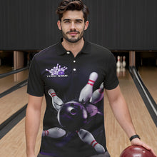 Load image into Gallery viewer, Custom Black And Purple Bowling Jerseys, Bowling League Polo Shirts For Men Team Uniform IPHW8561