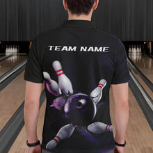 Load image into Gallery viewer, Custom Black And Purple Bowling Jerseys, Bowling League Polo Shirts For Men Team Uniform IPHW8561