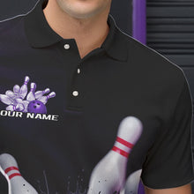 Load image into Gallery viewer, Custom Black And Purple Bowling Jerseys, Bowling League Polo Shirts For Men Team Uniform IPHW8561