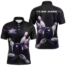Load image into Gallery viewer, Custom Black And Purple Bowling Jerseys, Bowling League Polo Shirts For Men Team Uniform IPHW8561
