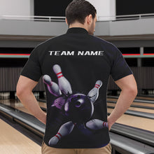 Load image into Gallery viewer, Custom Black And Purple Bowling Jerseys, Bowling League Quarter-Zip Shirts For Men Team Uniform IPHW8561