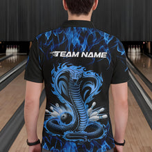 Load image into Gallery viewer, Custom Black And Blue Flame Cobra Snake Bowling Polo Shirts For Men, Bowling Team Uniform IPHW8568