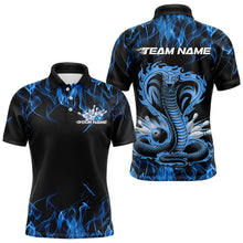 Load image into Gallery viewer, Custom Black And Blue Flame Cobra Snake Bowling Polo Shirts For Men, Bowling Team Uniform IPHW8568