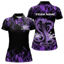 Load image into Gallery viewer, Custom Black And Purple Flame Cobra Snake Bowling Womens Polo Shirts , Bowling Team Uniform IPHW8569