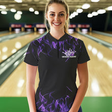 Load image into Gallery viewer, Custom Black And Purple Flame Cobra Snake Bowling Womens Quarter-Zip Shirts, Team Uniform IPHW8569