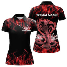 Load image into Gallery viewer, Custom Black And Red Flame Cobra Snake Bowling Polo Shirts For Women, Bowling Team Uniform IPHW8570