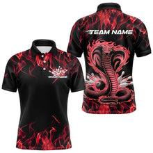 Load image into Gallery viewer, Custom Black And Red Flame Cobra Snake Bowling Polo Shirts For Men, Bowling Team Uniform IPHW8570