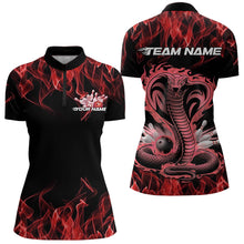 Load image into Gallery viewer, Custom Black And Red Flame Cobra Snake Bowling Womens Quarter-Zip Shirts, Team Uniform IPHW8570