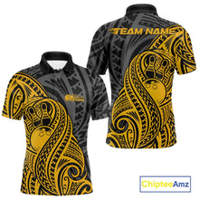 Load image into Gallery viewer, Custom Black And Yellow Maori Style Koru Spiral Tribal Men Bowling Polo Team Shirt IPHW10953